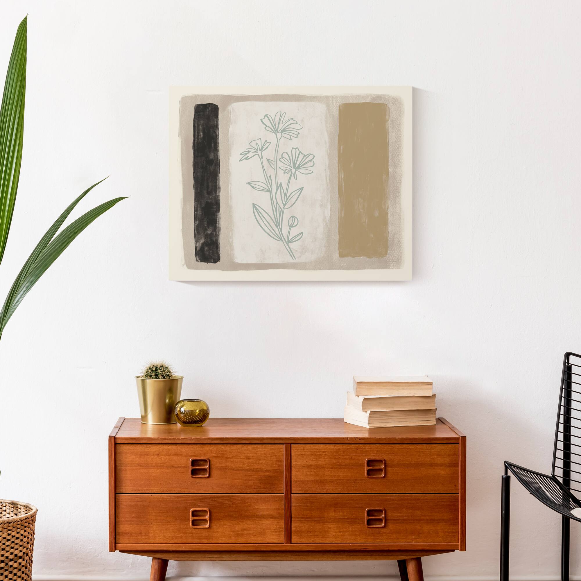 Cream Abstract Floral Canvas Wall Art